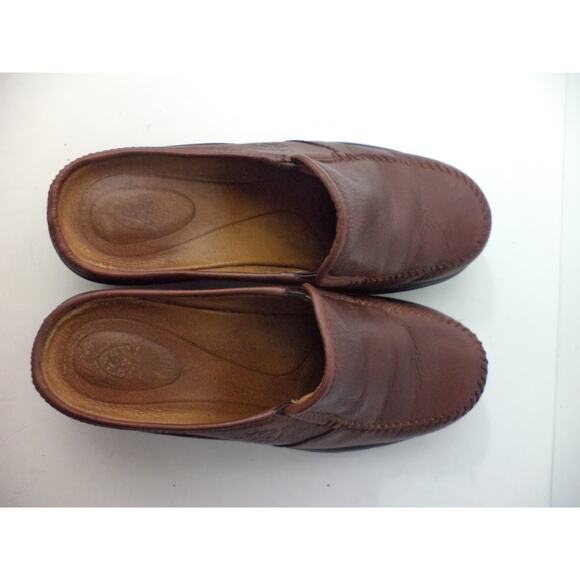 ARIAT EUR 36.5 US 6.5M CORDOVAN BROWN LEATHER CLOG PLATFORM MEDIUM HEEL SHOE - Picture 4 of 7